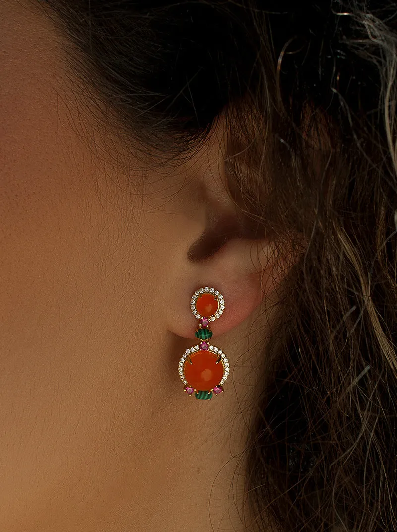 Pendientes de piedra natural estilo colgante en tonos naranjas