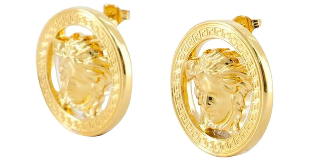 PENDIENTES MEDUSA 95  VERSACE  METAL  ORO DORADO METáLICO 