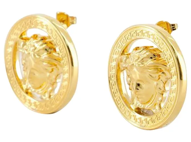 PENDIENTES MEDUSA 95  VERSACE  METAL  ORO DORADO METáLICO 