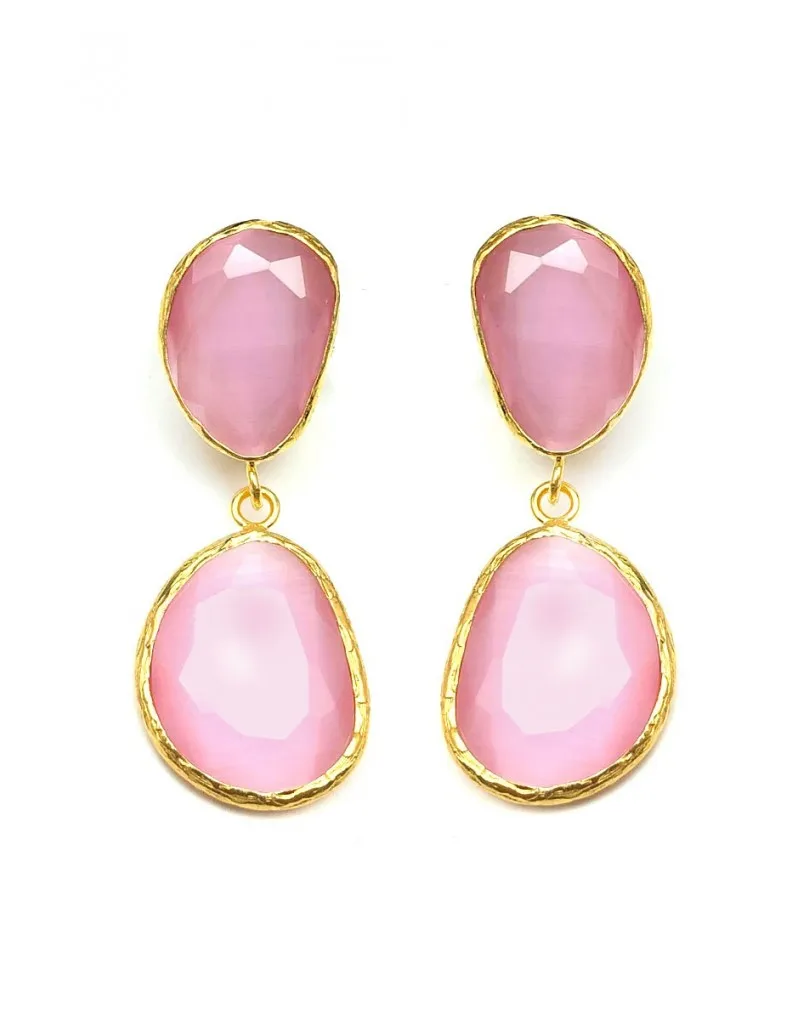 PENDIENTES MUJER DE PIEDRAS NATURALES ROSAS