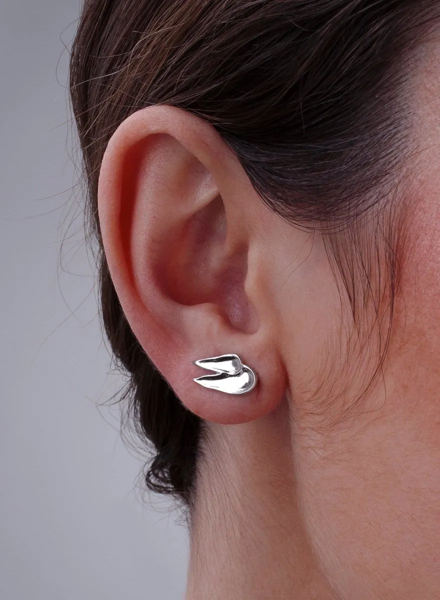 Pendientes trepadores en plata diseo pincelada
