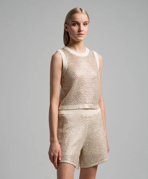 Peserico Beige openwork top