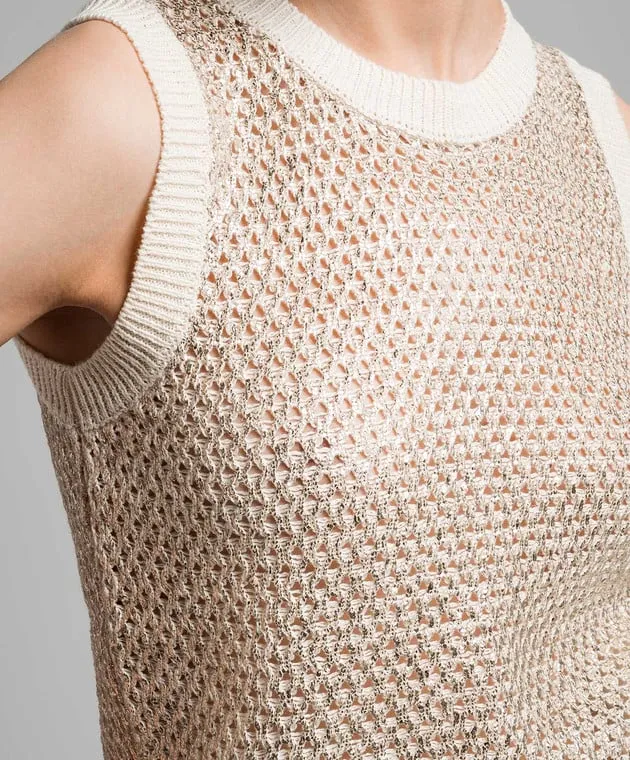 Peserico Beige openwork top