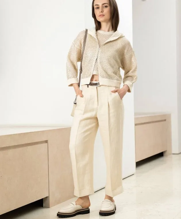 Peserico Beige openwork top
