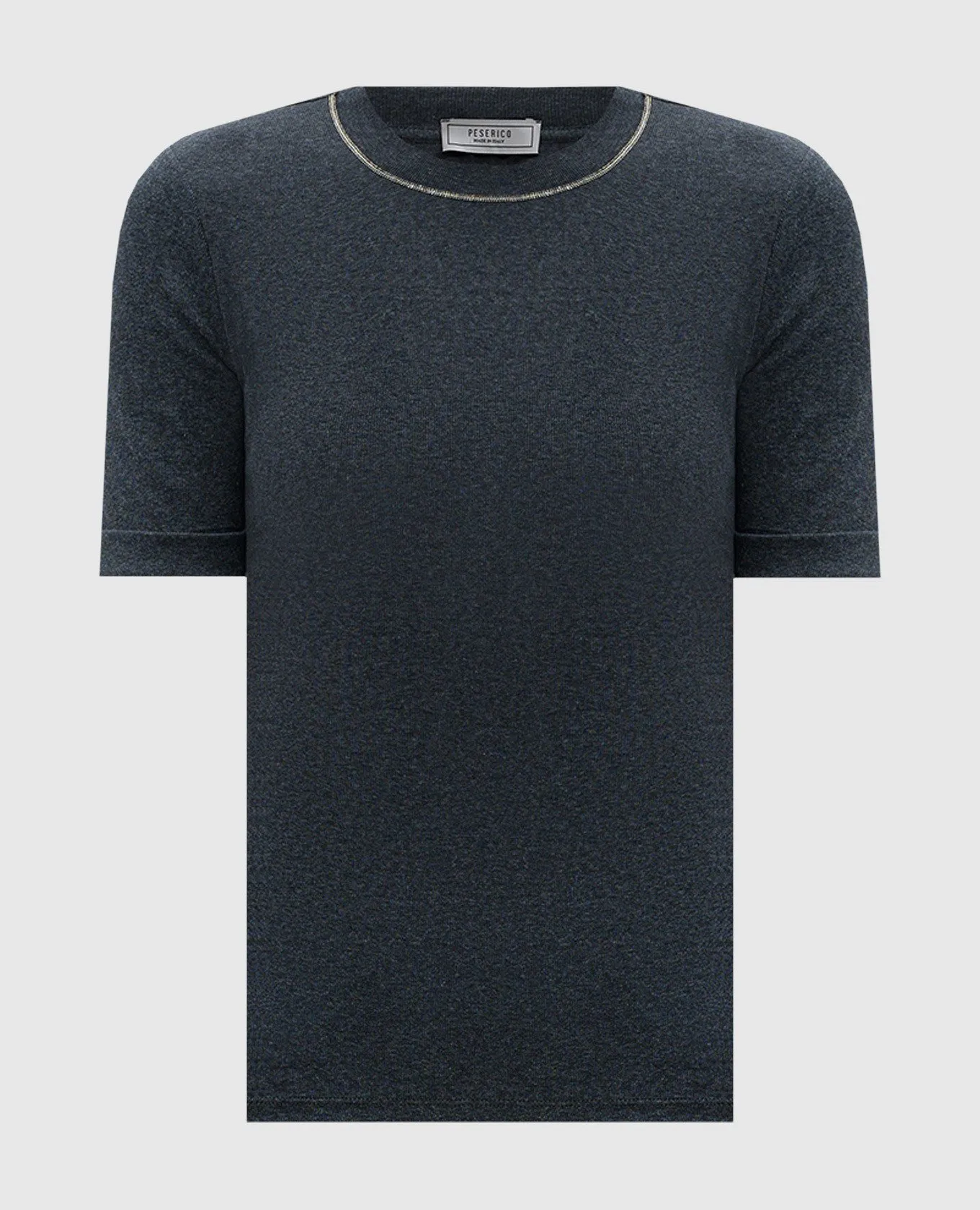 Peserico Gray ribbed top with monil chain