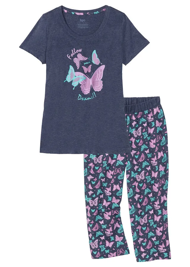 Pijama capri Azul jaspeado estampado