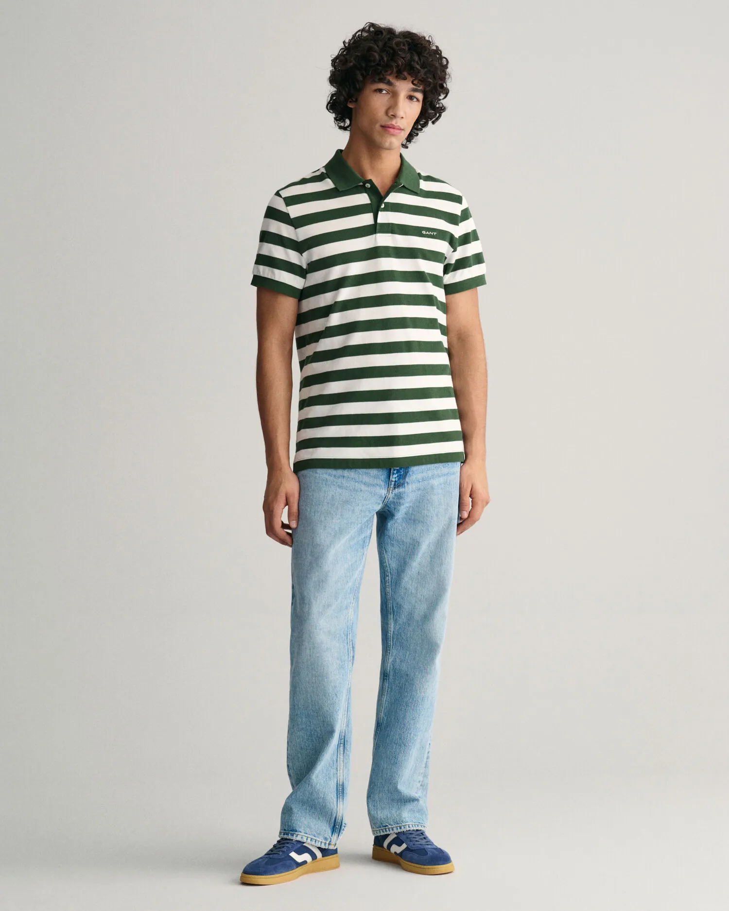 Polo de piqué a rayas anchas