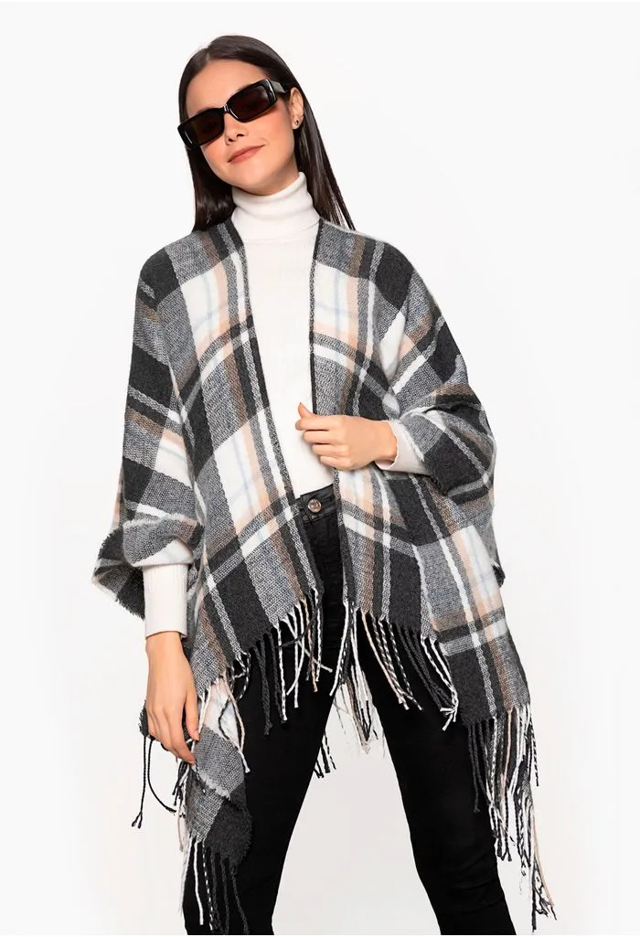 Poncho con flecos para mujer unic combinado