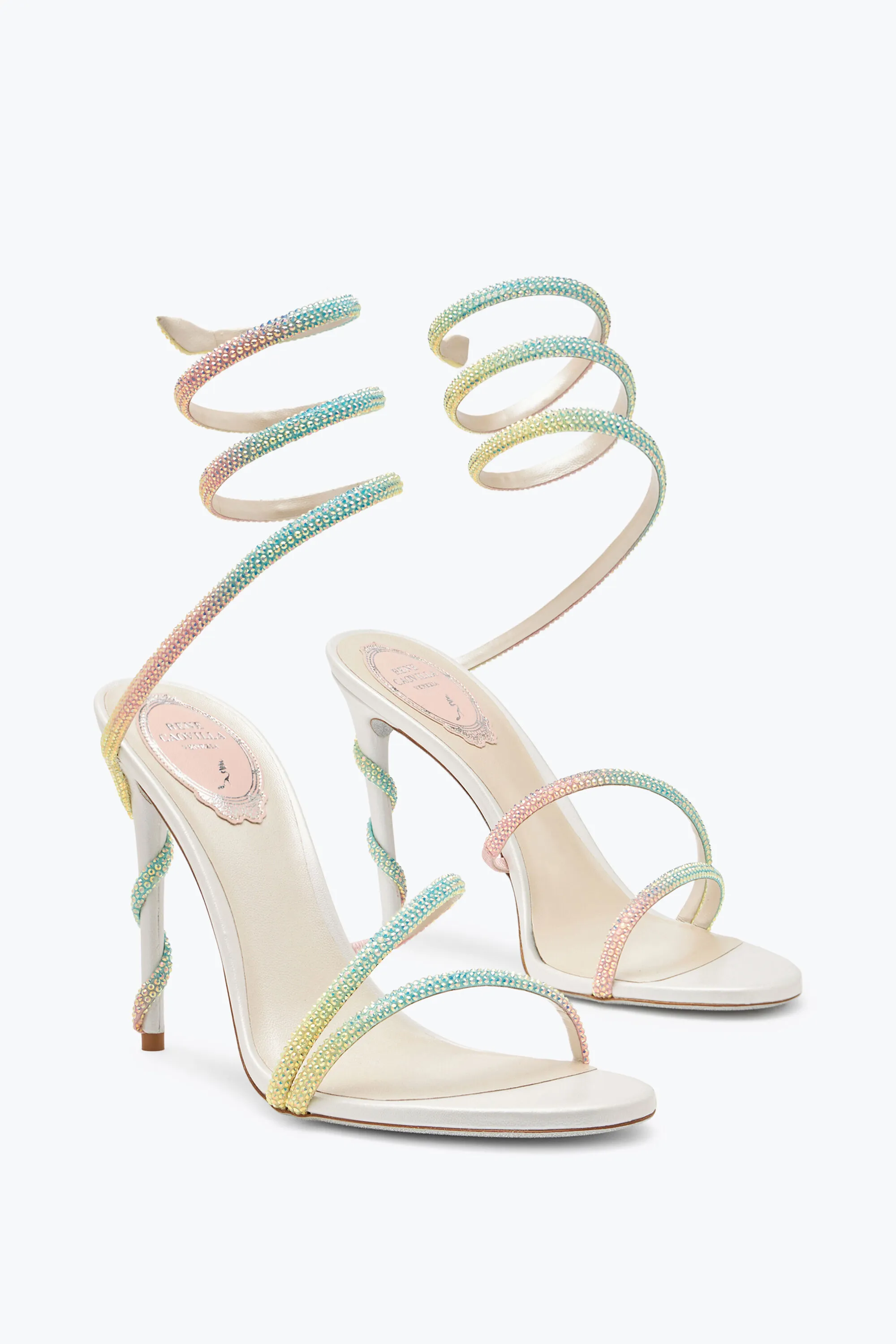 Sandalia Margot Burano blanca con cristales en dégradé 105