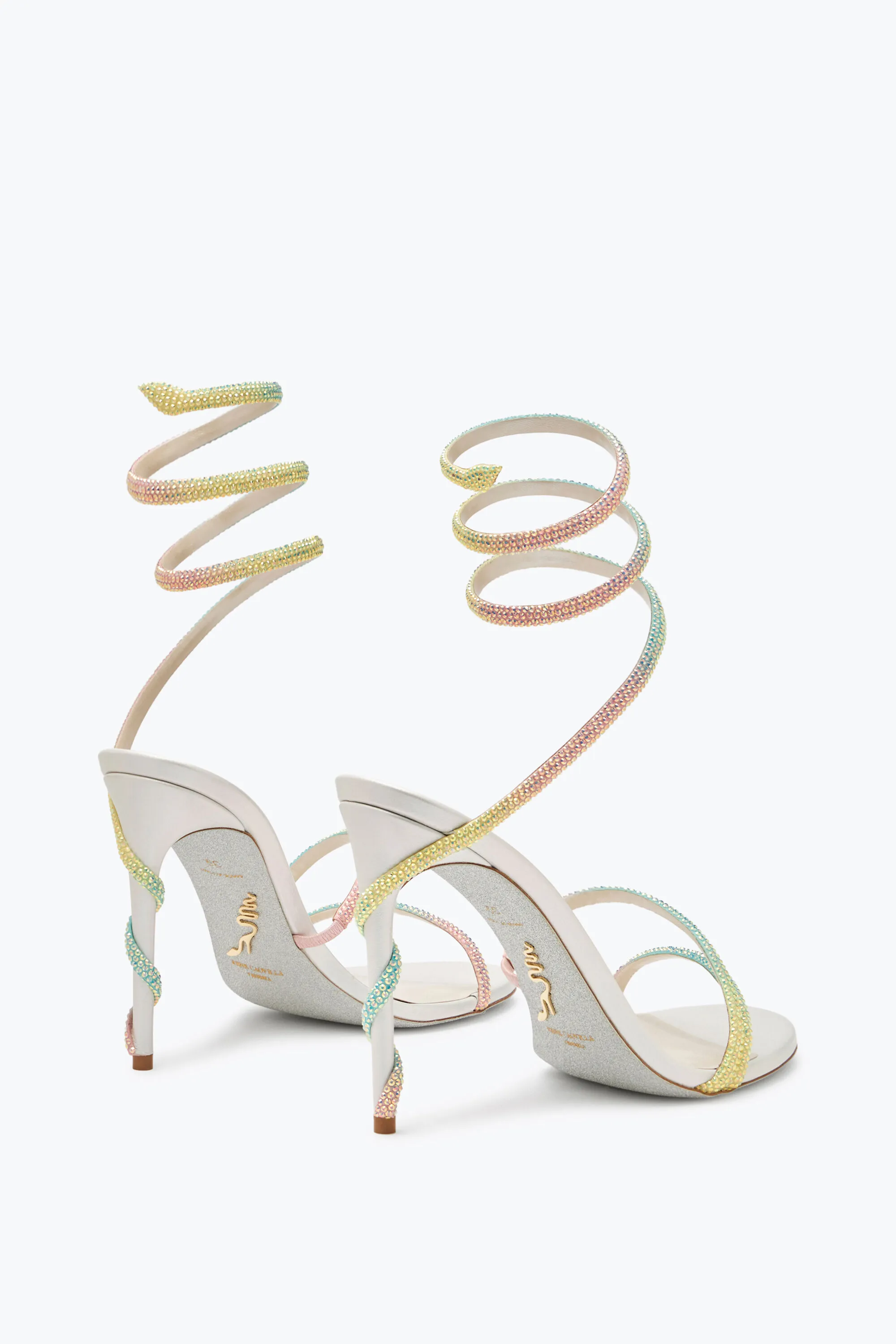 Sandalia Margot Burano blanca con cristales en dégradé 105