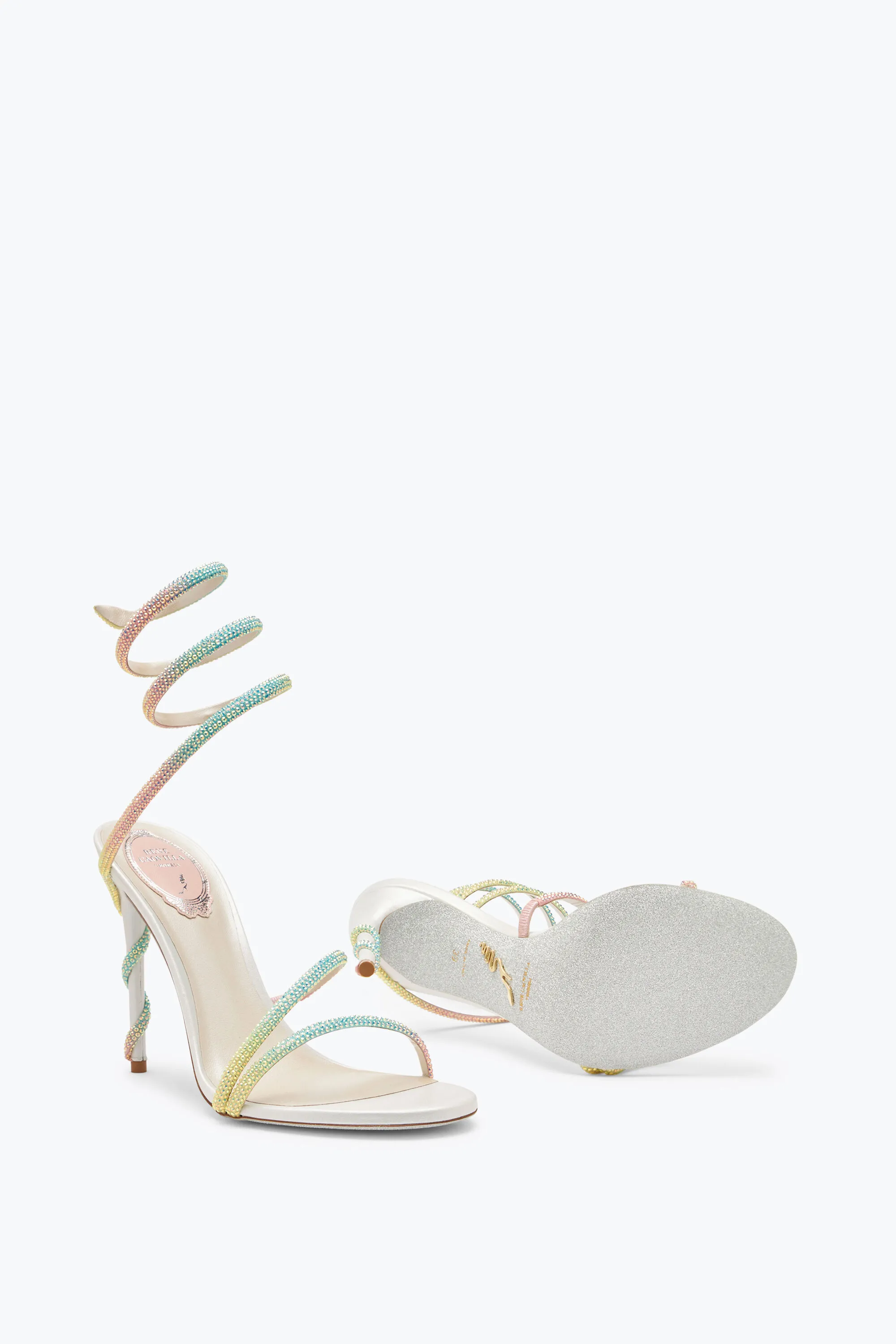 Sandalia Margot Burano blanca con cristales en dégradé 105