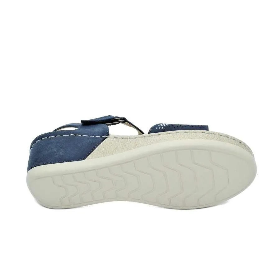 SANDALIA TIRAS CONFORT ELÁSTICOS ZAPATO MUJER PUNTERA ABIERTA MARINO