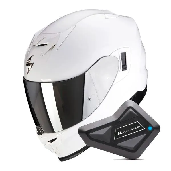 Scorpion Exo 520 Evo Air Solid White + Kit Bluetooth BT Mini 