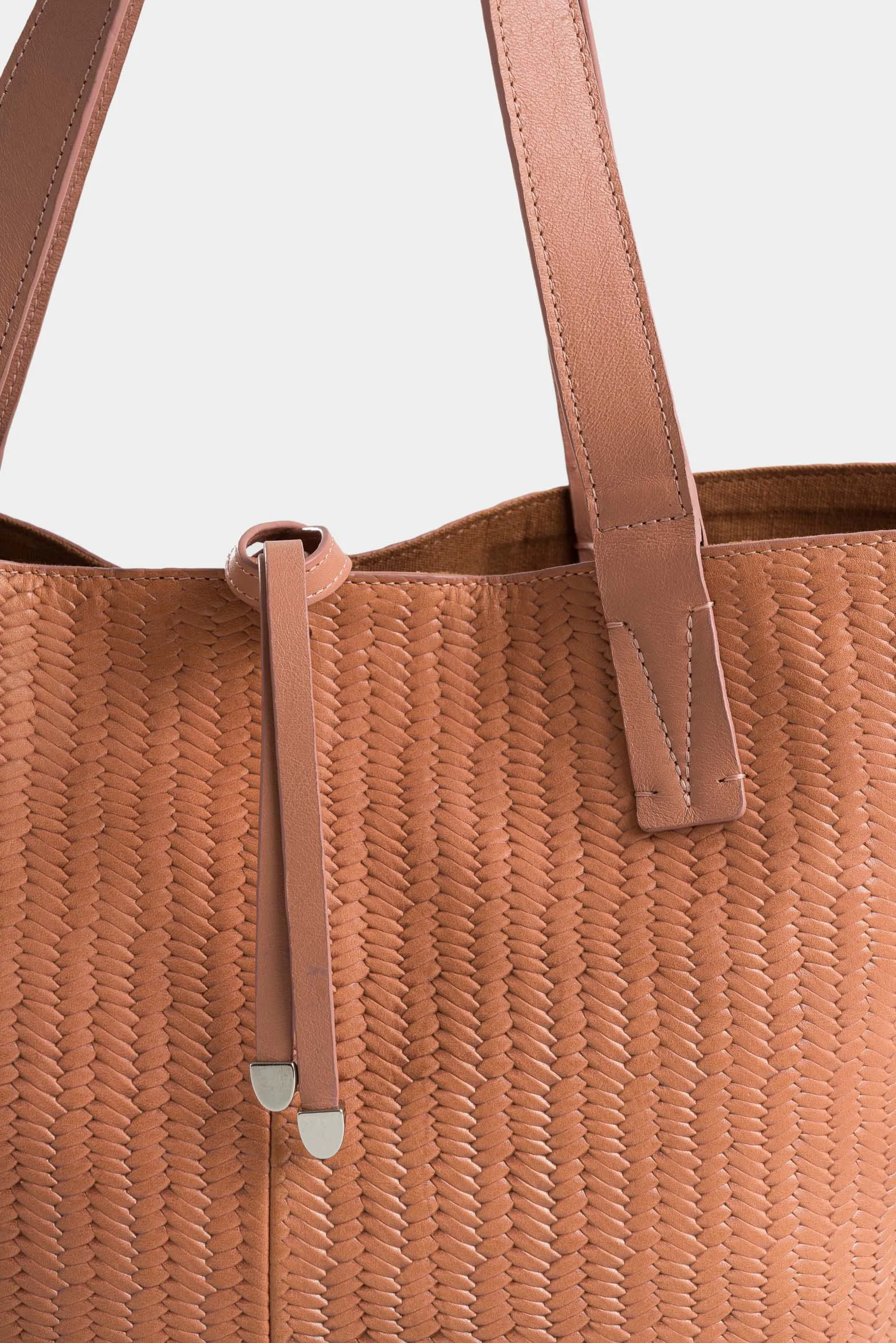 Shopping luca doble faz de cuero para mujer contraste