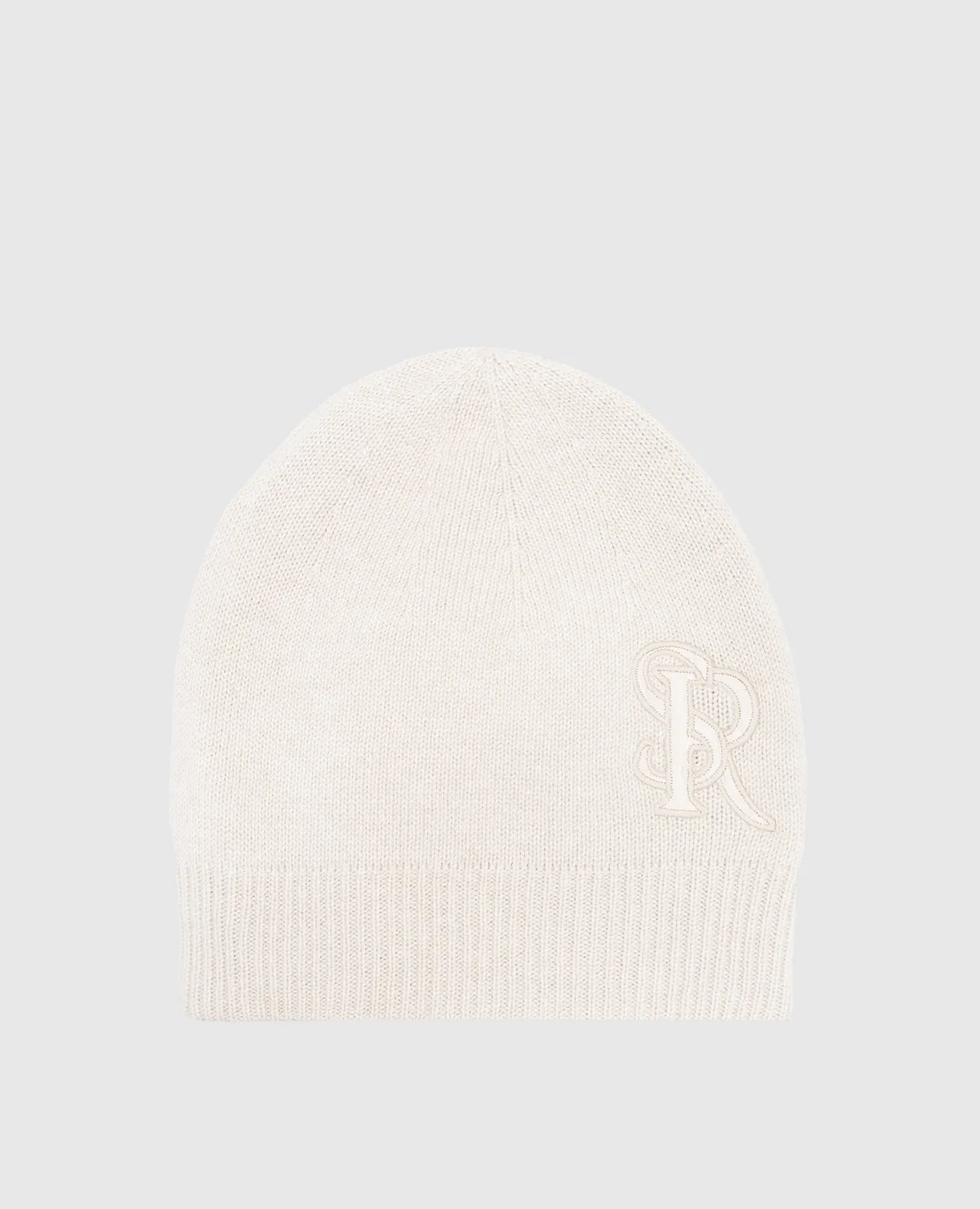 Stefano Ricci Beige cashmere cap with crocodile skin monogram