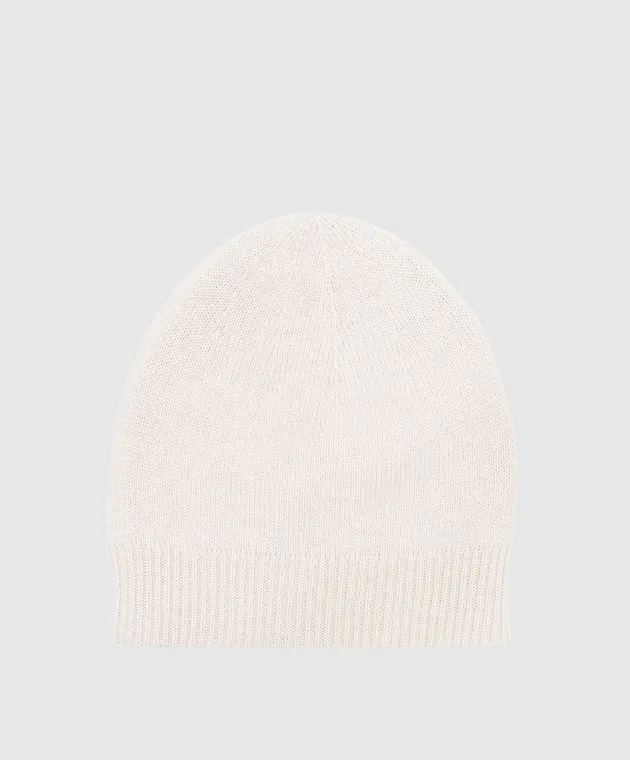 Stefano Ricci Beige cashmere cap with crocodile skin monogram