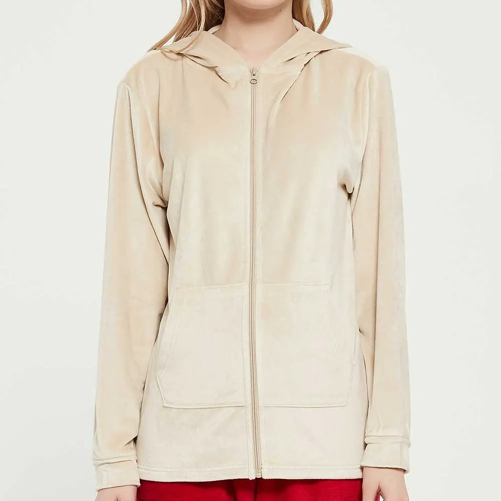 Sudadera Super soft Cremallera beige