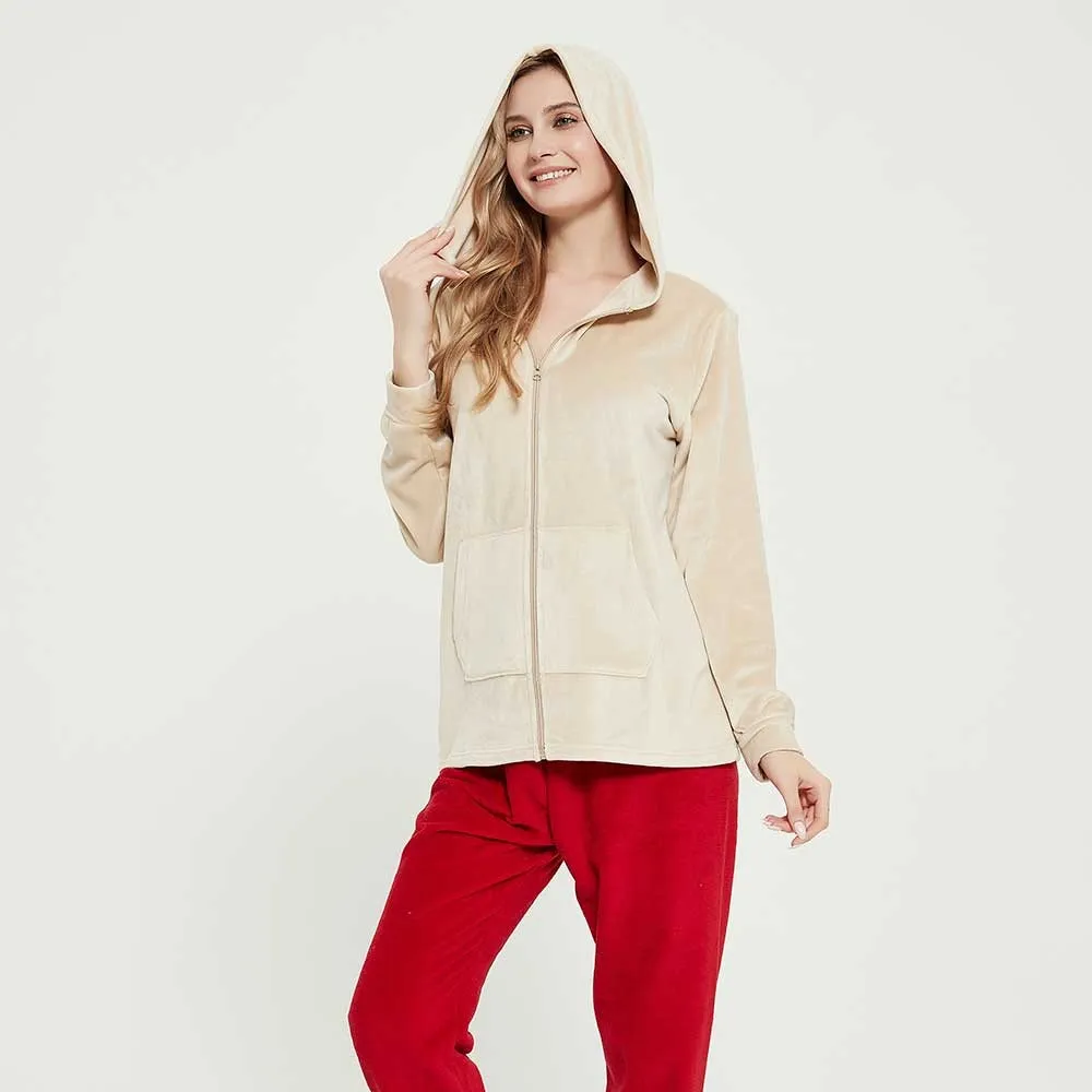 Sudadera Super soft Cremallera beige