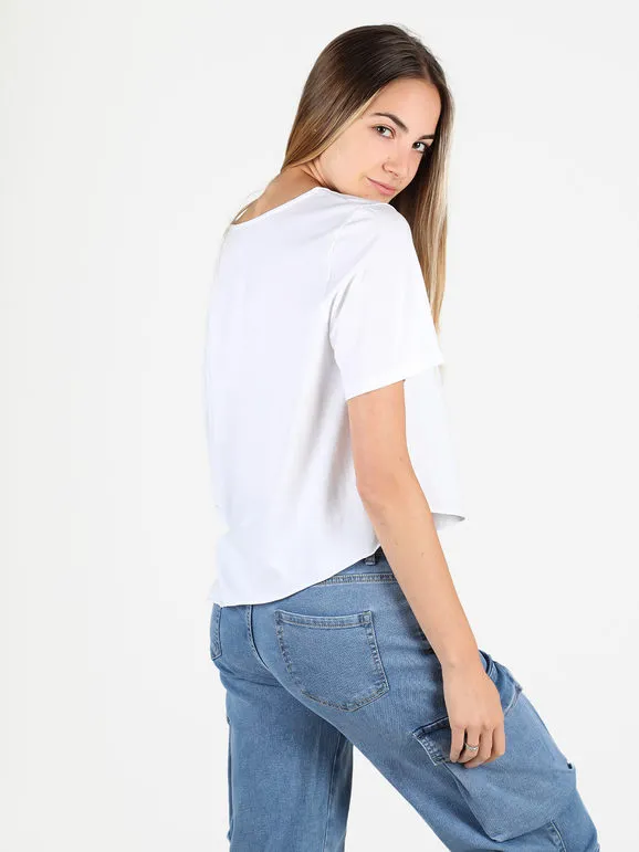 Sun Sun Camiseta asimétrica de algodón para mujer.