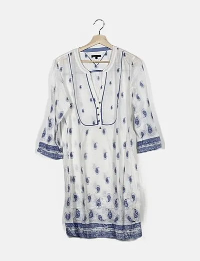 Tommy Hilfiger Túnica blanca print pasley