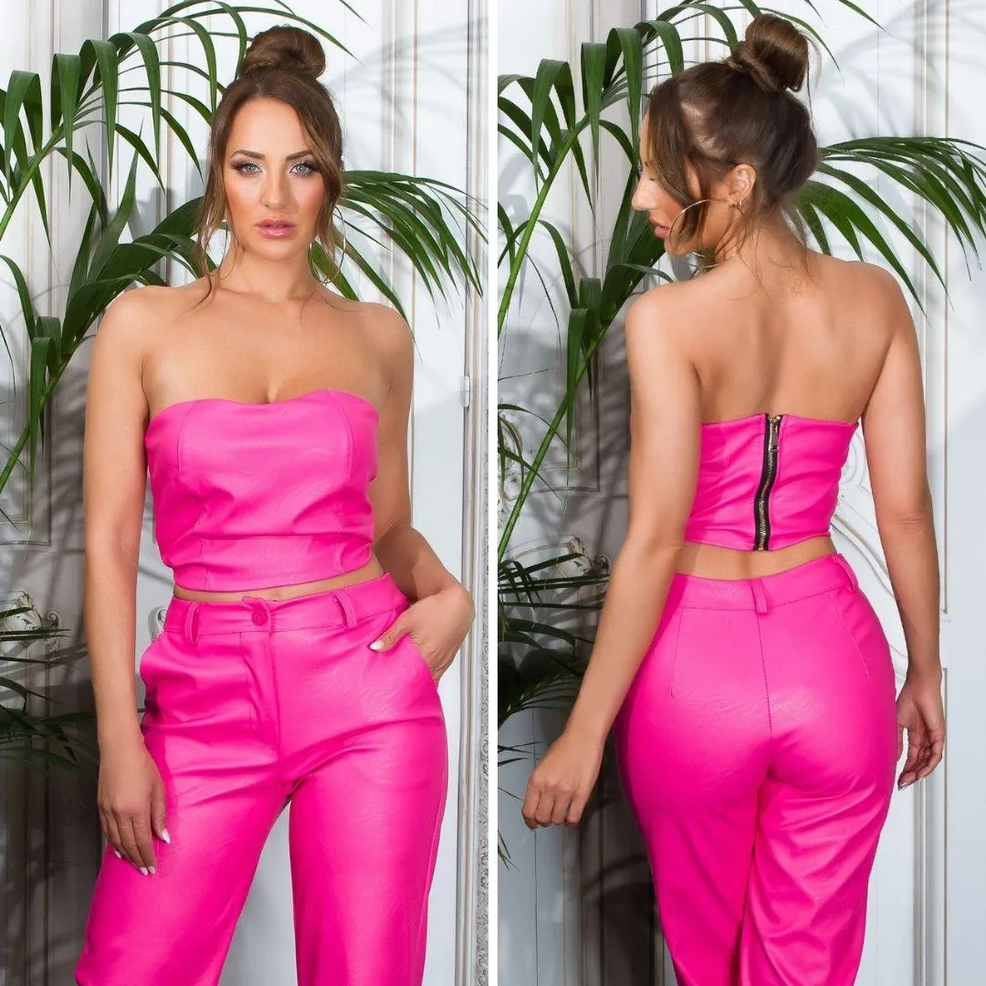 Top Bandeau polipiel Rosa