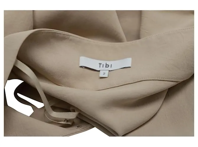 Top con hombros descubiertos Tibi en poliéster beige 