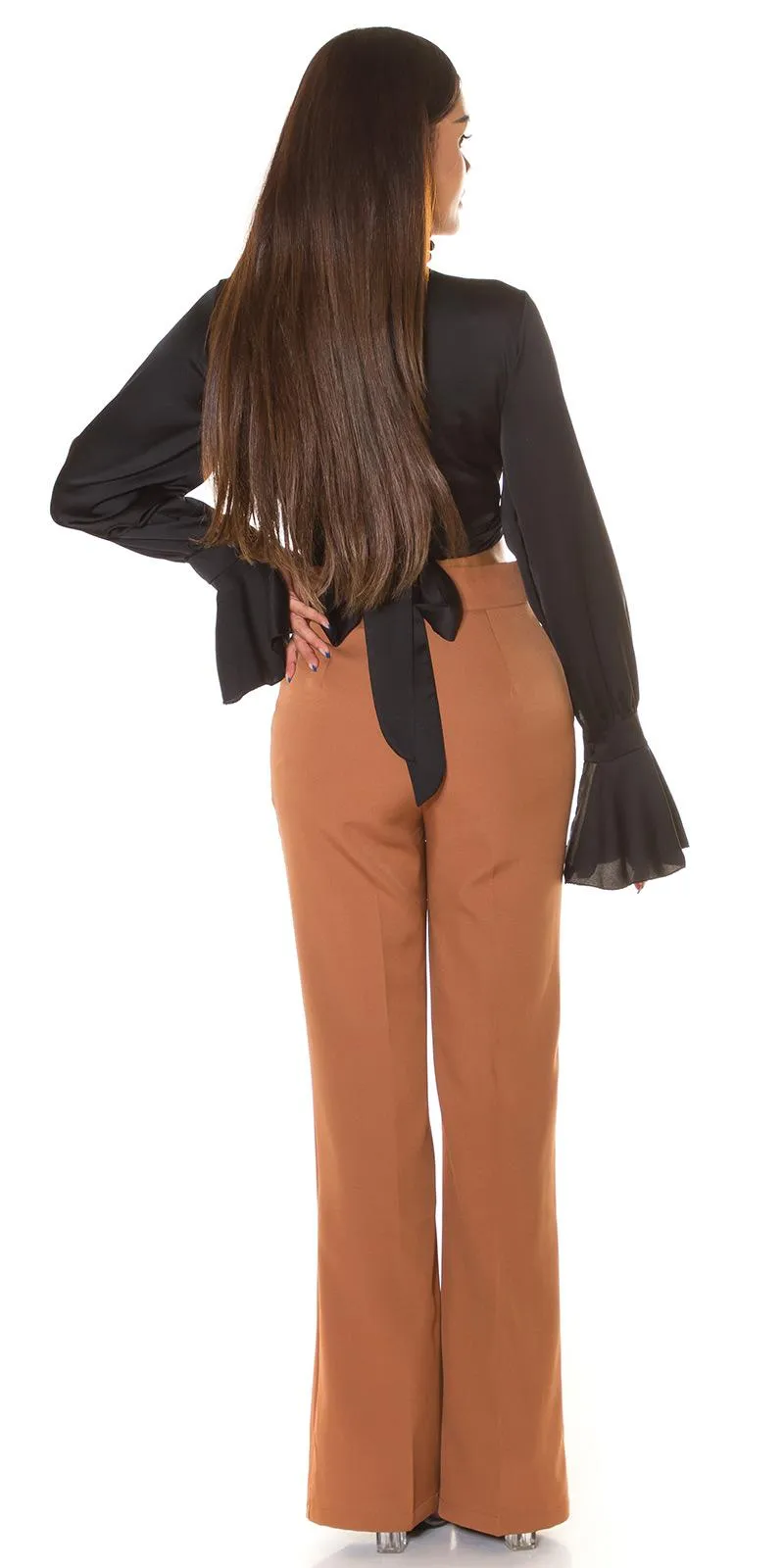 Top cruzado satinado Negro