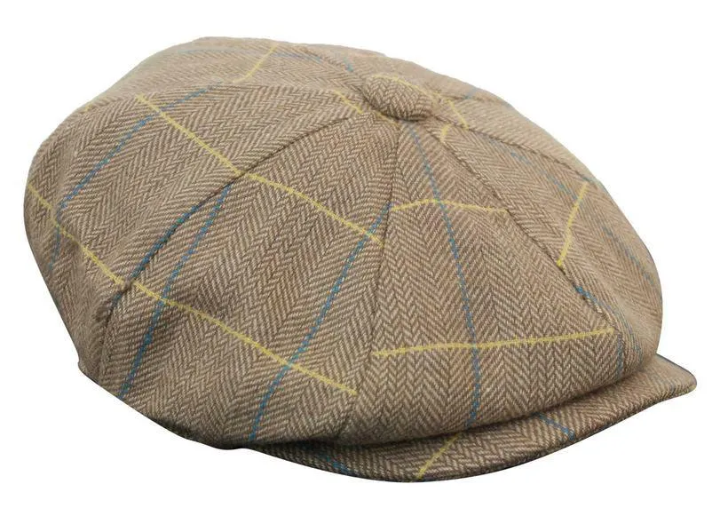 Tweed para hombres check Newsboy Cap