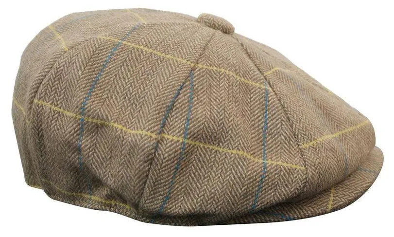 Tweed para hombres check Newsboy Cap