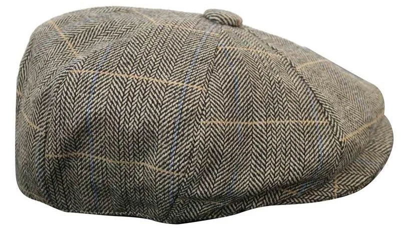 Tweed para hombres check Newsboy Cap
