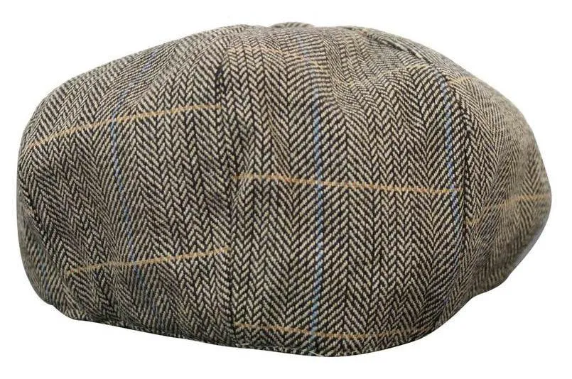 Tweed para hombres check Newsboy Cap