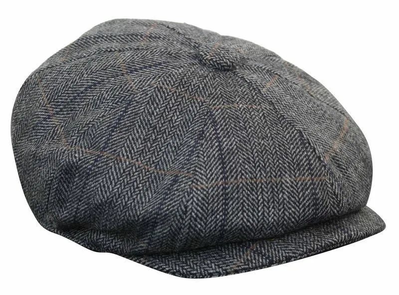 Tweed para hombres check Newsboy Cap
