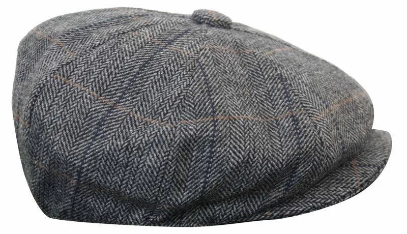 Tweed para hombres check Newsboy Cap