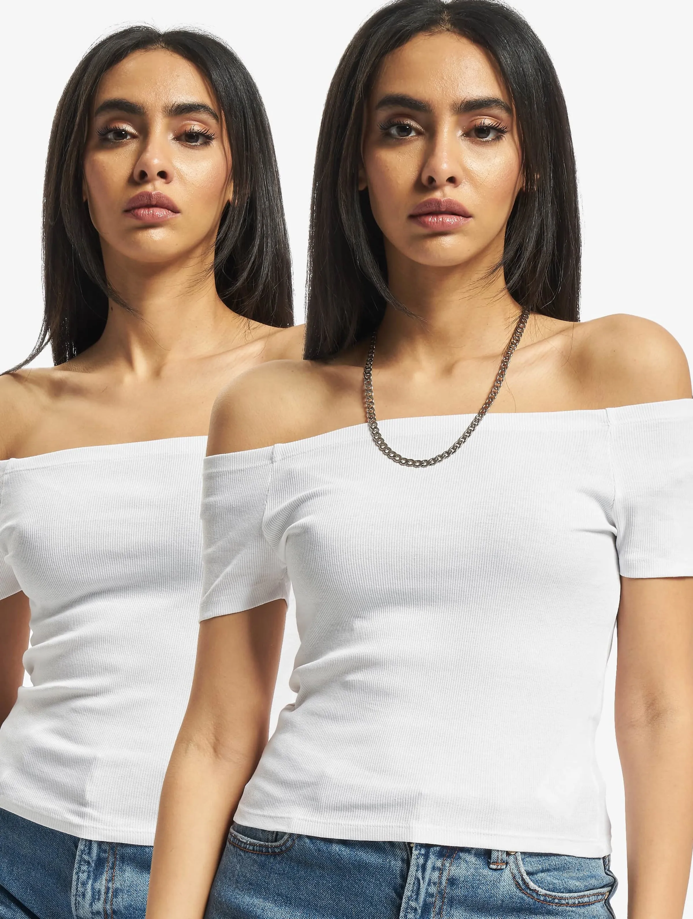 URBAN CLASSICS LADIES OFF SHOULDER RIB 2PACK