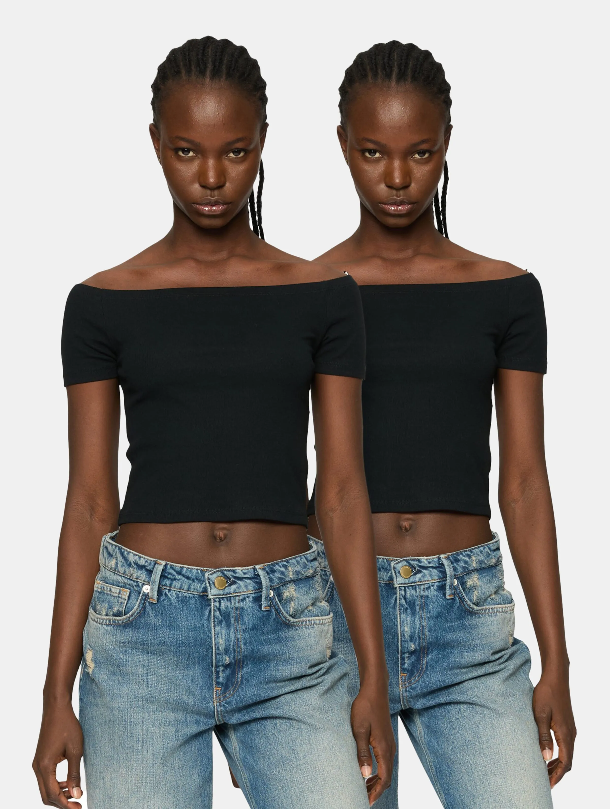 Urban Classics Ladies Organic Off Shoulder Rib 2 Pack