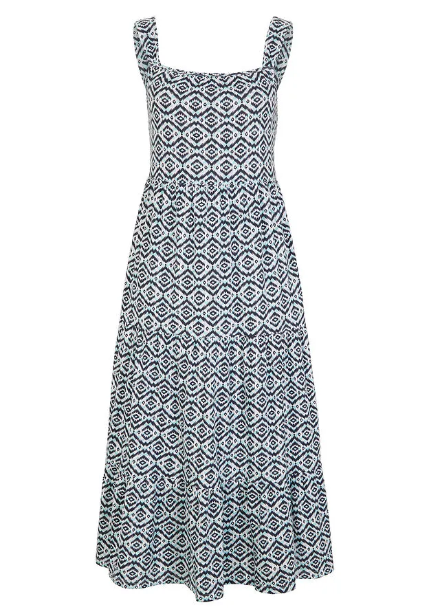 VESTIDO AZUL MARINOBLANCO ESTAMPADO
