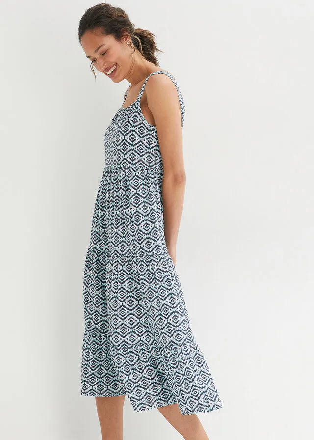 VESTIDO AZUL MARINOBLANCO ESTAMPADO