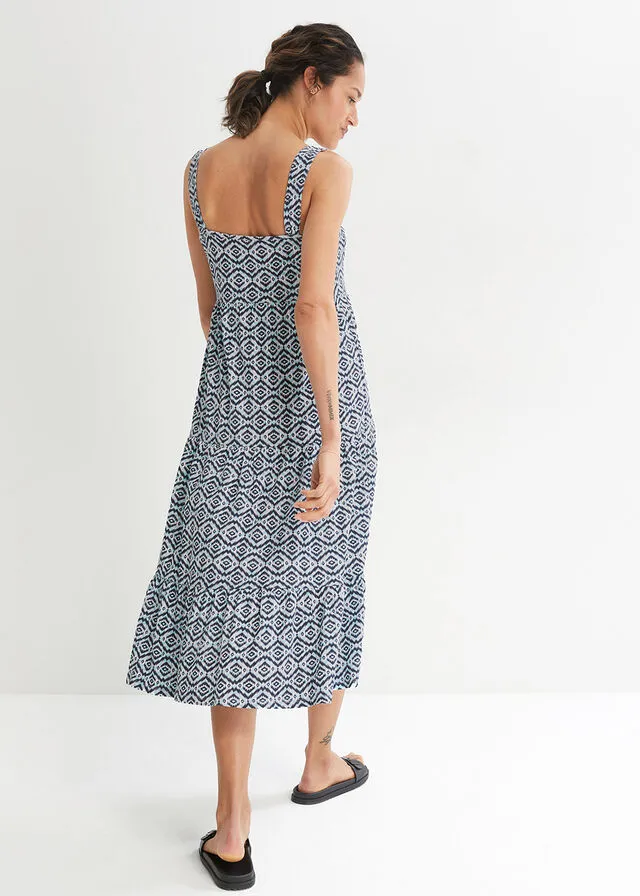 VESTIDO AZUL MARINOBLANCO ESTAMPADO