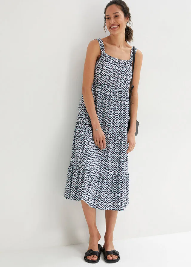 VESTIDO AZUL MARINOBLANCO ESTAMPADO