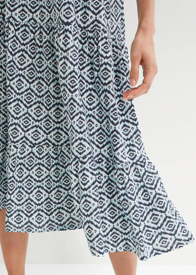 VESTIDO AZUL MARINOBLANCO ESTAMPADO