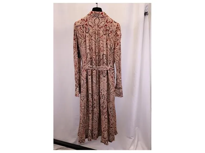 Vestido camisero midi con estampado de cachemira en viscosa roja de Etro 