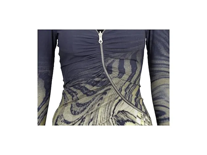 Vestido con estampado animalier de Roberto Cavalli y cremallera frontal Multicolor 