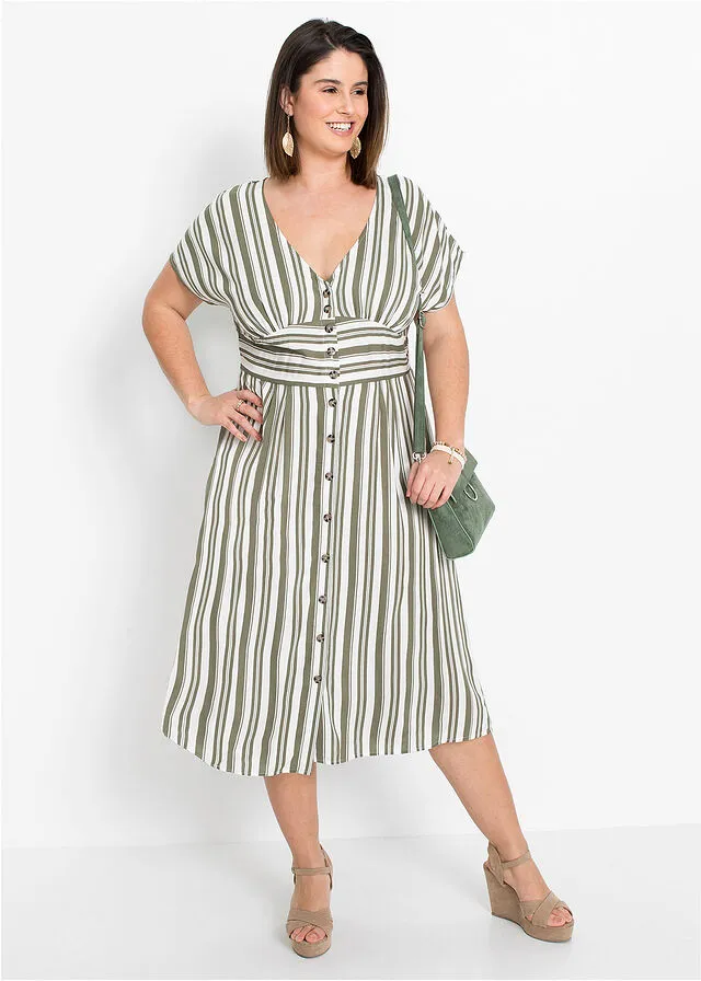 VESTIDO ESTAMPADO OLIVABLANCO DE RAYAS