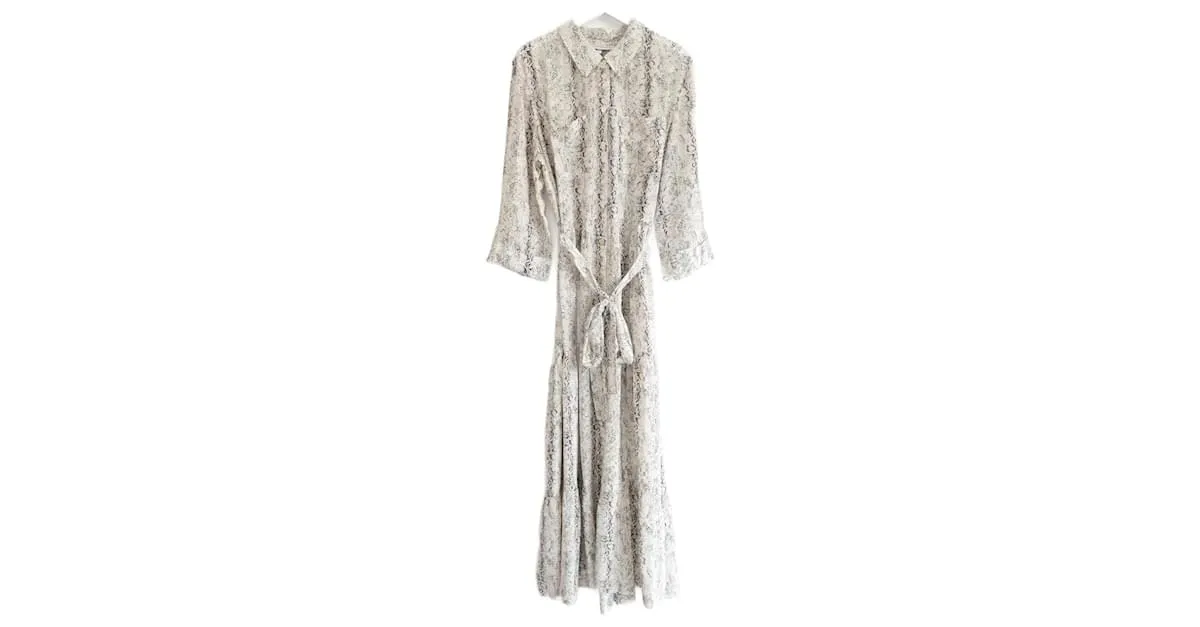Vestido maxi de seda estampado de serpiente de Heidi Klein Beige 