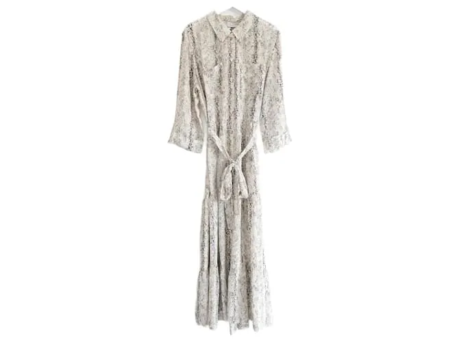 Vestido maxi de seda estampado de serpiente de Heidi Klein Beige 