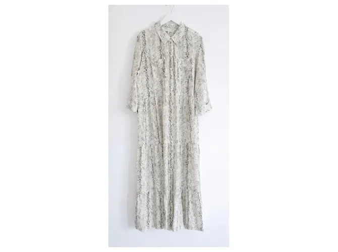 Vestido maxi de seda estampado de serpiente de Heidi Klein Beige 