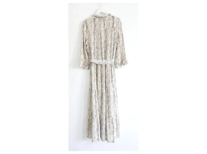 Vestido maxi de seda estampado de serpiente de Heidi Klein Beige 