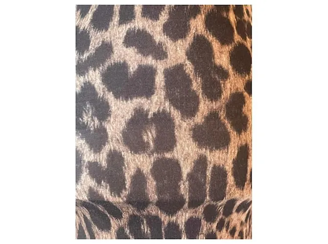 Vestido midi ROBERTO CAVALLI en el icónico estampado animal talla 42 italiano Beige 