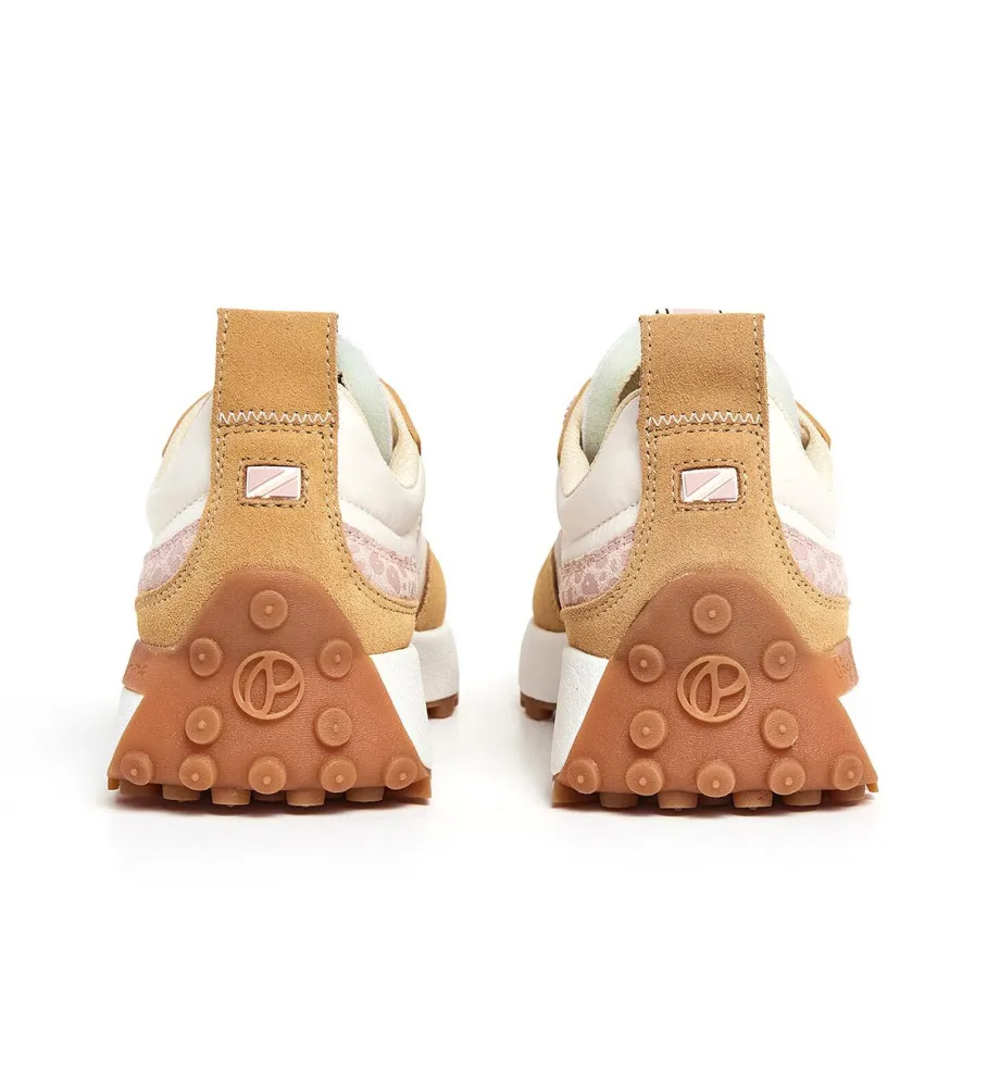 Zapatillas de Piel Lucky Print beige