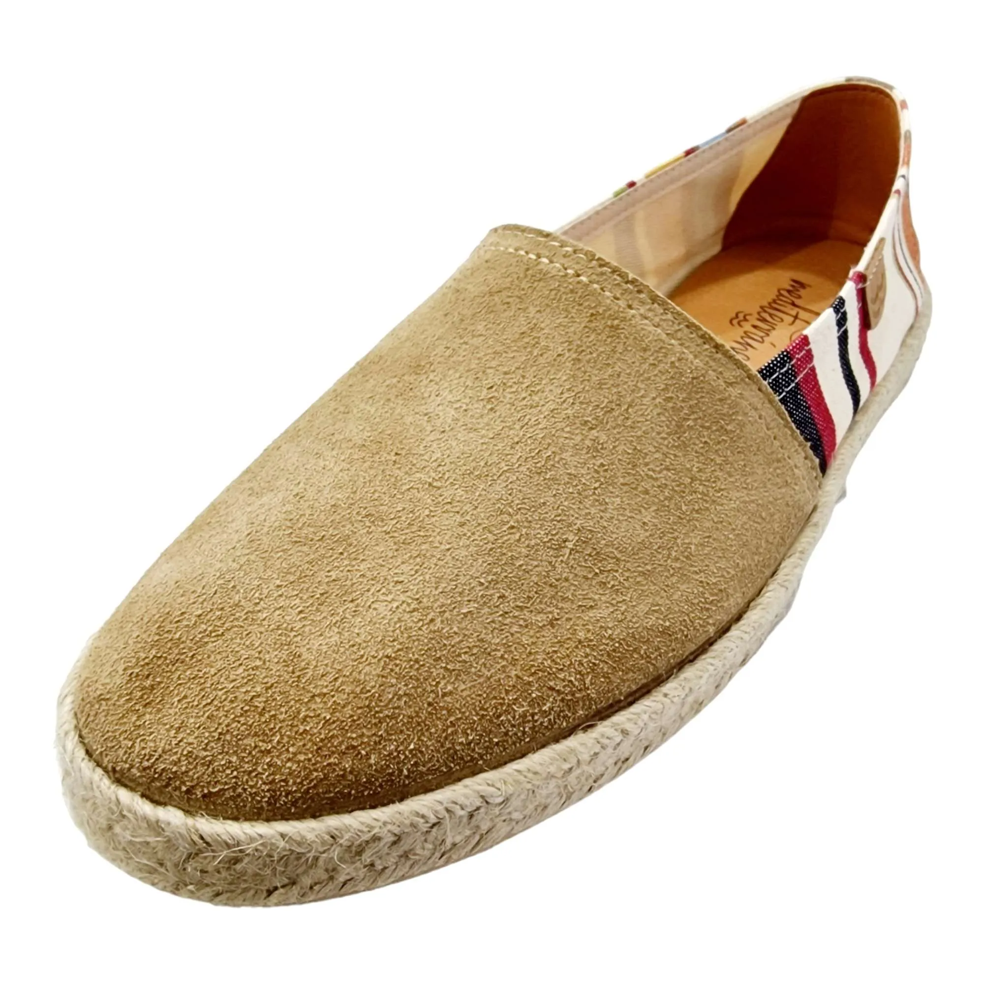 ZAPATO ESPADRILLES HOMBRE RAYAS TEJIDO Y PIEL BEIGE